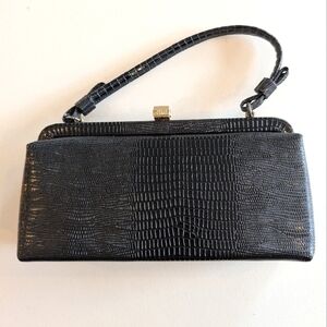 Vintage After Five faux snake hard plastic micro purse W attached coin purse.